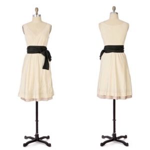 Anthropologie Viola Cotton / Silk Black Sash Dress